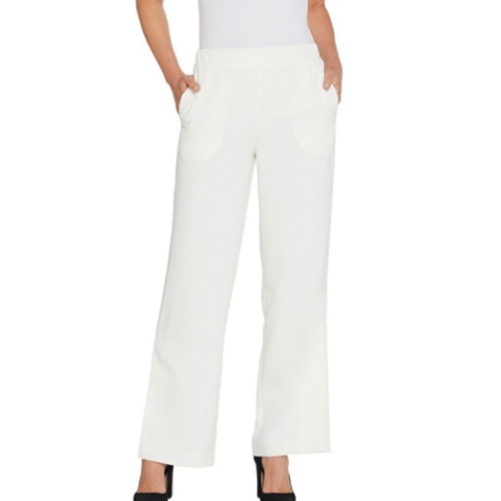 Bob Mackie Straight Leg Woven Side Slits Pants